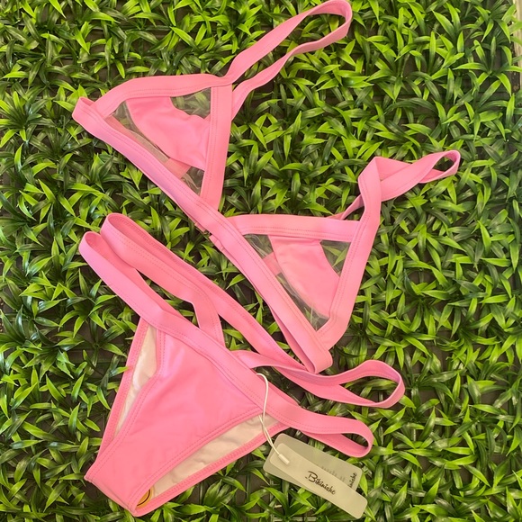 👙NWT Bikinishe Pink 2 piece sexy triangle bathing suit. - Picture 7 of 8